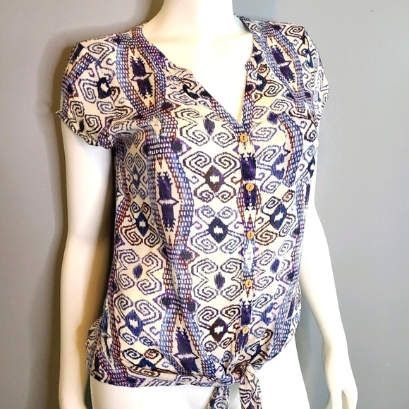 LUCKY BRAND Tie Front Top sz Small - Picture 3 of 12